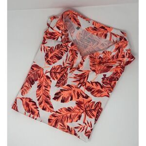 Under Armour Polo Shirt Large White Red‎ Hawaiian Floral Playoff Golf Stretch